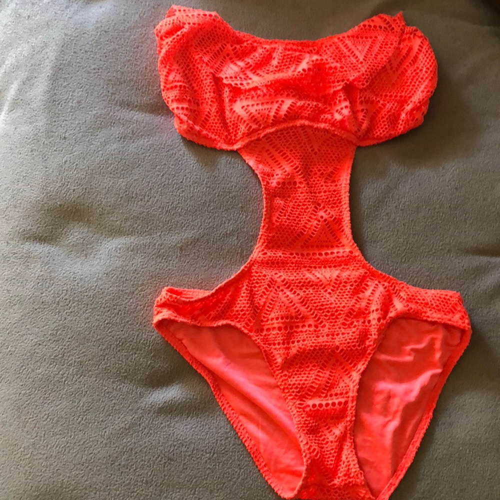 Neon orange swim suit